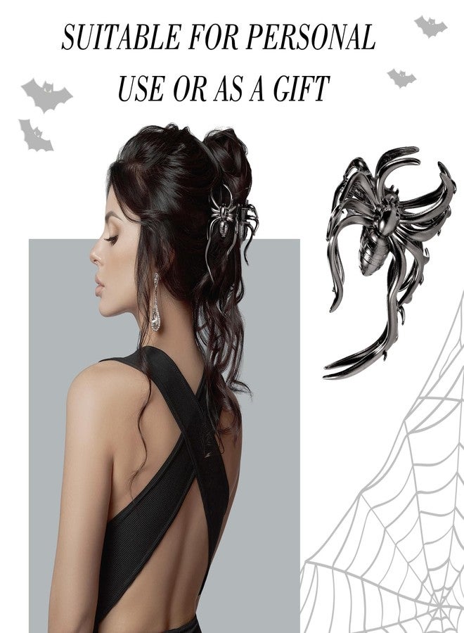 Obeoby 4 Pcs Metal Hair Clips for Women, Large Hair Claw Clips for Thick Long Hair Styling with Spider Webs Skeleton Decor, Goth Accessories Hair Accessories Birthday Valentines Day Gifts (Black) - Image 5